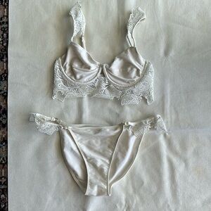 For Love and Lemons White Crochet Bikini Set